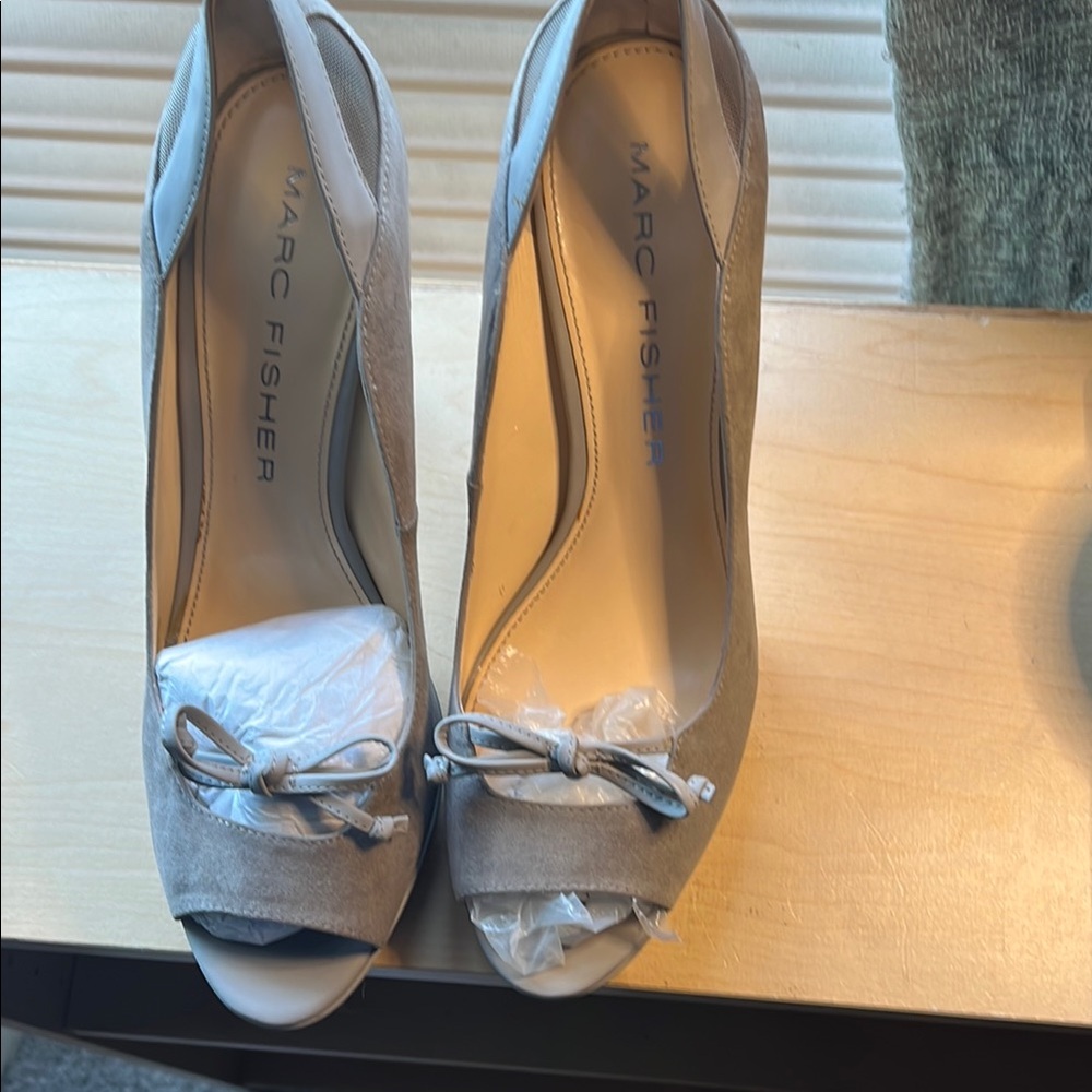 Marc Fisher Taupe Peep Toe Heels